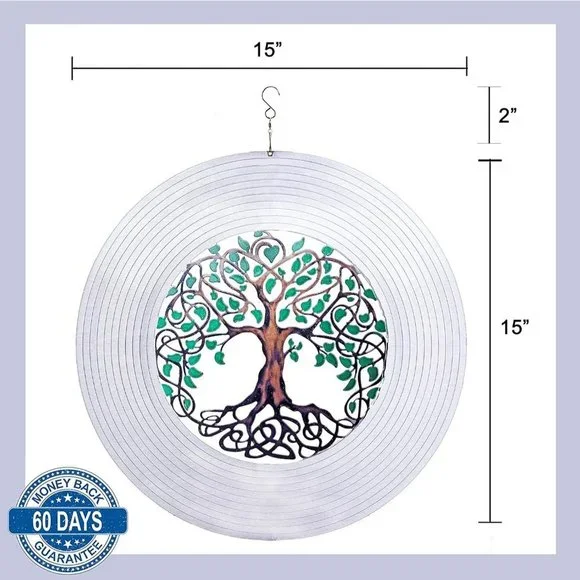 Wind Spinners for Yard Outdoor Garden Decoration 15 inch Tree